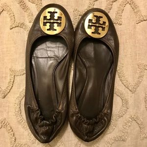Tory Burch Brown Leather Ballet Flats